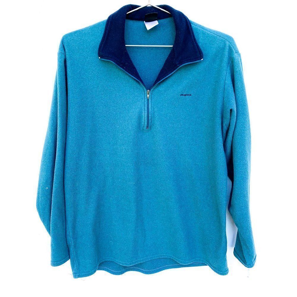 Patagonia Capilene Teal Navy Quarter Zip Pullover